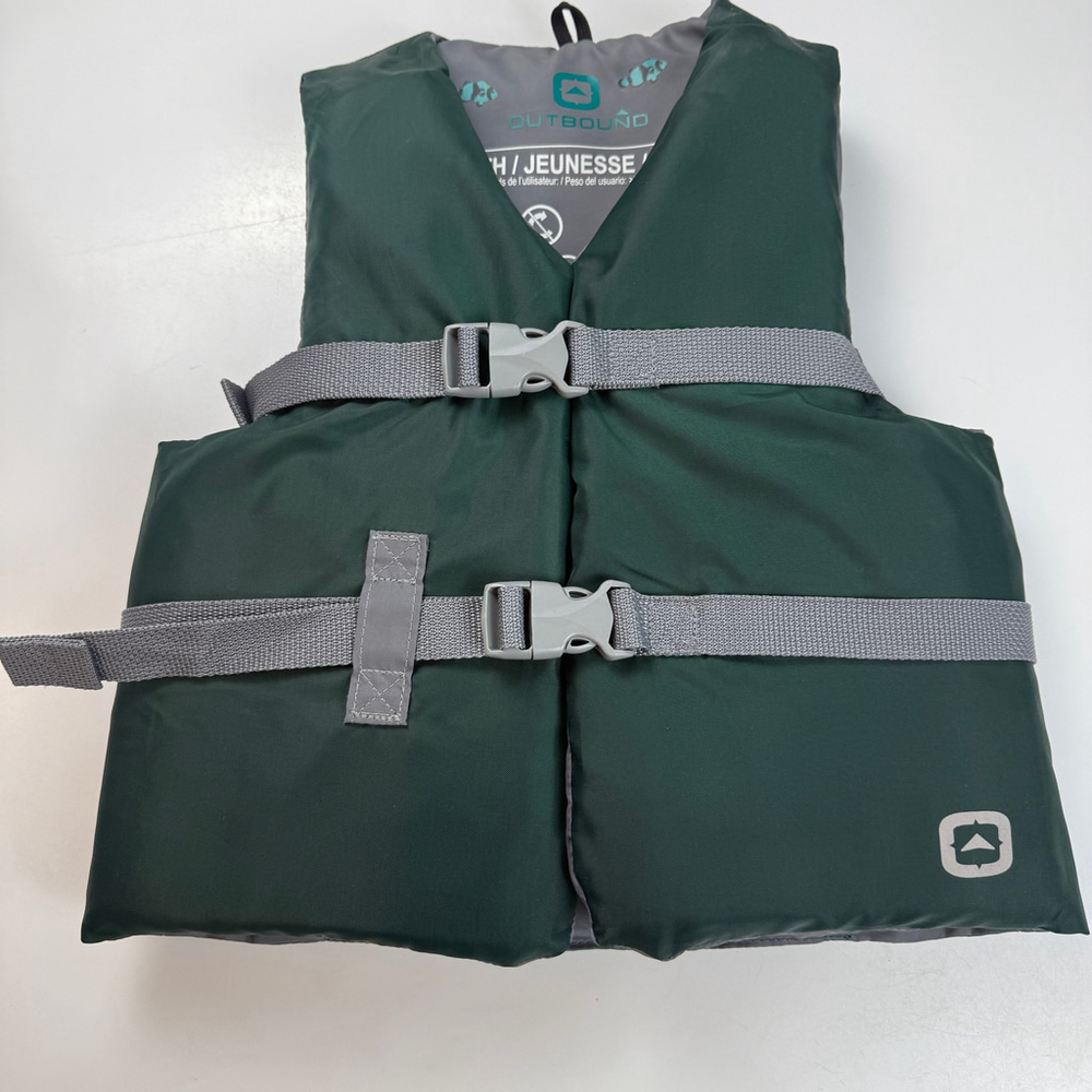 Outbound Swim Life Preserver Vest Jacket youth size M Green Gray